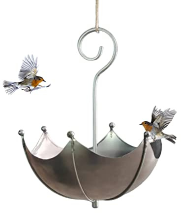 Vogeltränke aus Metall, Regenschirm-Form, Retro-Vogeltränke zum Aufhängen, Vogelfutterstation den Außenbereich, Garten, Hof, Dekoration