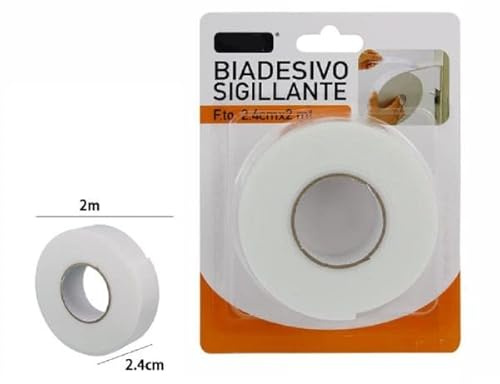 OISE ART STORE Trade Shop - Rotolo Nastro Biadesivo Sigillante Bianco 2,4 Cm X 2 Metri Sigilla Ripara 69826
