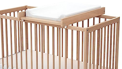 AT4 – Großer Wickeltisch ESSENTIEL Lackierte Buche für ESSENTIEL Babybett aus Holz für 60 x 120 und 70 x 140 cm