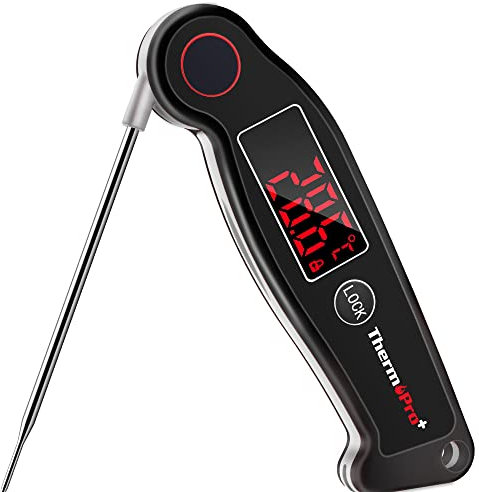 ThermoPro TP19B Termómetro de Cocina Digital Impermeable para Carne con Retroiluminación y Termopar Termómetro de Lectura Instantánea Termómetro de Alimento para Liquidos Aceite Barbacoa