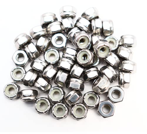 #10-32 Nylon Insert Hex Lock Nuts 50 Pack 304 Stainless Steel Self-Locking Nylon Lock Nuts Plain Finish for Industrial Construction Fasteners