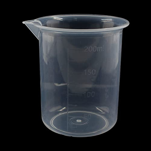 Waziaqoc Messbecher aus Kunststoff, transparent, 200 ml, 1 Stück | PP-Material, Messbecher, Rührbecher, für Küchenlabor
