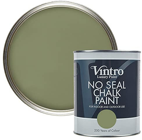 Vintro Paint | No Seal Chalk Paint | Green | Interior & Exterior Use | Furniture | Walls | Wood | Metal | 1 Litre (ChiffChaff Green)