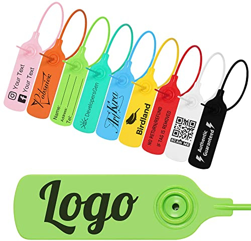 Pobsuier® 100 Hängeetiketten Personalisierte Plomben aus Kunststoff mit logo Personalisiert Sicherheitsetiketten als Versandetiketten 300mm