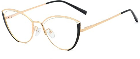 kachawoo Anti Blaulicht Brillen Frauen Optische Halbrahmen Computer Brillen Weibliche Katzenaugen Gläser Metall (black gold frame)
