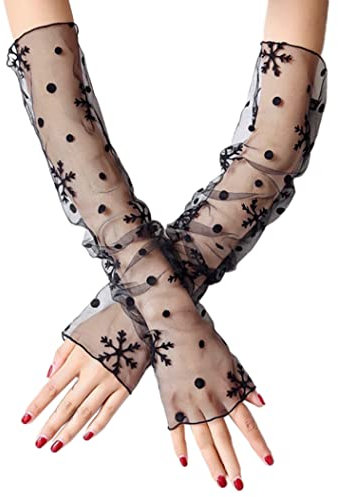 1 Paar Damen Kühlung Arm Ärmel Lange Ultradünne Fingerlose Ellbogen Sommerhandschuhe Sonnenschutz UV Schutz Kühles Netz Tül Fingerlose Armstulpen Perfekt Party Outdoor Sportaktivitäten,Schwarz B