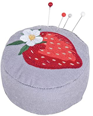 Hobby Gift Nadelkissen aus Stoff, 8 x 8 x 3,5 cm, natürliche Erdbeere