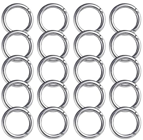 20 Piezas Mosquetón Redondo 27mm - Hebillas de Resorte, Gancho de Aleación de Zinc, Llavero para DIY Manualidades y Accesorios de Equipaje (Plata)