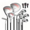SPOTRAVEL 9 PCS Golf Club Set, Men/Women Professional Golf Set with 3# Fairway Wood, 4# Hybrid, 6#, 7#, 8#, 9# & P# Irons, Putter & Head Covers, Complete Steel Shaft Golf Package Set for Adults (Pink)