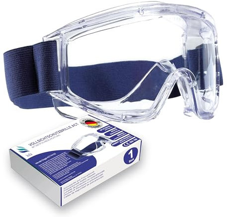 kela 1er Pack Vollsichtschutzbrillen ACT I 100% Made in Germany | Ventilation Anti Fog Beschichtung | Acetatscheibe gegen Chemikalien I breites Kopfband | Baustelle, Labor, Werkstatt