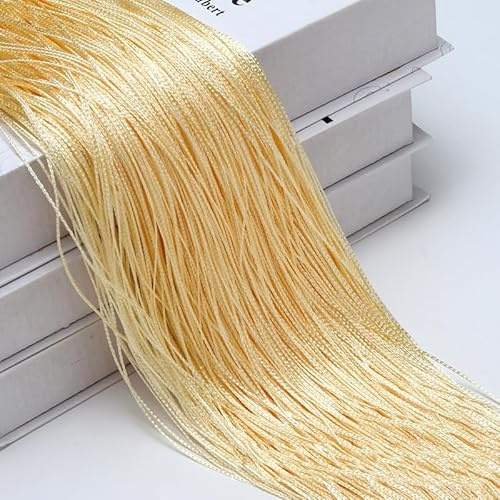 2 Stück 100 x 200 cm Fadenvorhang Vorhang Dekovorhang Raumteiler Türvorhang Fenstervorhang Fadenvorhänge Fadengardine für Türen, Wohnzimmer, als Raumteiler oder Dekoration, Polyester -Beige gelb