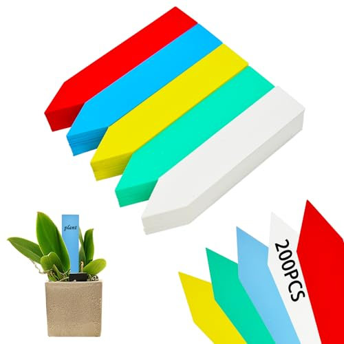 200 Piezas Etiquetas Plantas Plastico, 10cm X 2cm Planta Etiquetas de Plástico,Etiquetas para Plantas Jardineria Exterior, Marcadores de Jardín Reutilizable (2)