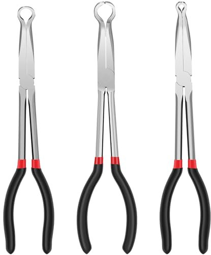 3Pcs Hose Gripper Plier 11inch Spark Removal Pliers Automotive Electrical Disconnect Pliers 6mm 13mm 18mm Diameter Radiator Hose Clamp Pliers for Narrow Space Car