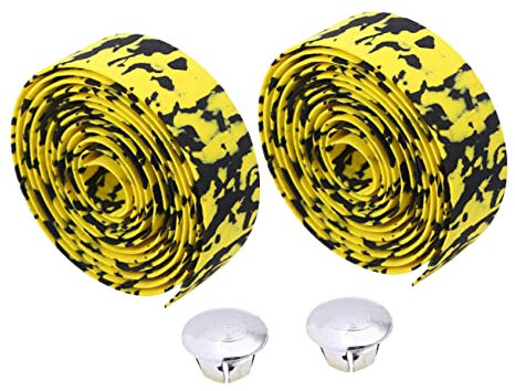 VANZACK 1paar Pu-leder Lenkerband Mit Disruptivem Muster Camouflage Gelb Und Schwarz Komfortabel Leistungsstark Für Mountainbikes Schützt Die Hände Und Ermüdung