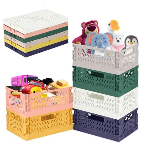 Bocguy 6 Stück Klappkiste, Kunststoff Stabile Faltbare Klappboxen Korb, Faltbare Aufbewahrungskorb, Stapelbar Klappkisten Set für Lagerung Küche, Schlafzimmer, Arbeitszimmer,Büro,Garten (30.5*20*12cm)