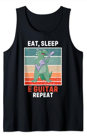 Retro Dinosaurier Eat, Sleep E Gitarre Repeat Vintage E Gitarre Tank Top