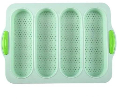 Muteitt Silicone Baguette Pan, Nonstick French Bread Bake Mold, Perforated Ham Burger Buns Sandwich Pans, Long Loaf Toast Mold Baking Tray for Oven Baker