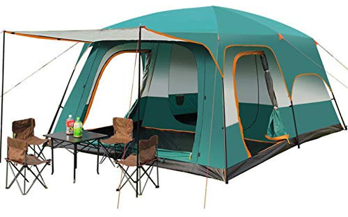 Familien-Campingzelt, für 8-12 Personen, Kuppelzelt, großes Zelt mit zwei Schlafzimmern und einem Urlaub, 4 Jahreszeiten, 4,2 x 3 x 2 m, Reisezelt, Picknick, wasserdicht, belüftet und beschattet (B)