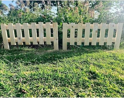 ZNX Charming Wooden Garden Border – 30 Length x 18 Height Decorative Picket Panel for Pathways, Lawns, and Outdoor Wallsin Pack of 1, 2, 3, and 4 Fence (4)