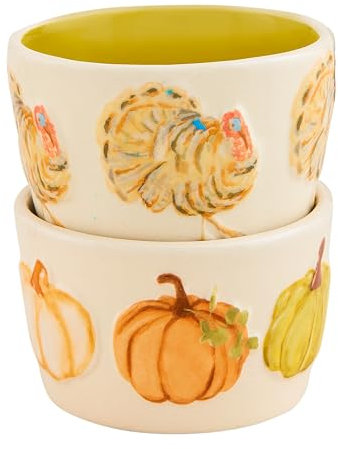 Mud Pie 41860060T Turkey Truthahn Gather Tidbit Sets, Steingut, Cream