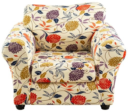 ARNTY Stretch-Sofabezüge für 1/2/3-Kissen-Sofa-Sofa-Möbel-Schonbezüge mit verbessertem, dickerem Jacquard-Stoff (Blumenranken, 1 Kissensessel Sofabezüge)