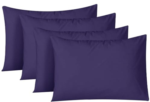 My home store Pillow Cases 4 Pack - T200 100% Egyptian Cotton Envelop Closure Pillowcases - Hotel Quality Wrinkle Free Soft & Breathable Pillows Cover (Navy Blue)