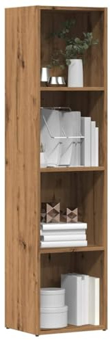 Gecheer Bücherregal Artisan-Eiche 36x30x143 cm Holzwerkstoff Mehrzweckregal Raumteiler Standregal Aktenregal Büroregal Raumtrenner Regal Wandregal Aufbewahrungregal Wohnzimmer