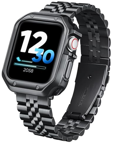 BINLUN Metallarmband Kompatibelt med Apple Watch 49mm 46mm 45mm 44mm 42mm 41mm 40mm 38mm Rostfritt Stål Armband med Fodral TPU Passar för iWatch Series Ultra/SE3/11/10/ 9/8/7/SE2/SE/6/5/4/3/2/1