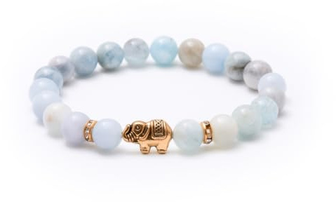 BERGERLIN Naturstein Elefant Armband Damen Herren, Edelstein, 8mm