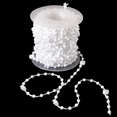10 Meter 100 Clips Vertikale Blind Kette,Vertikale Jalousien Reparatur Teile geeignet,Vertikale Jalousien Bottom Chain für 3,5 Zoll / 89mm Blind Bottom Chains Slats (10Meter lang, weiß)