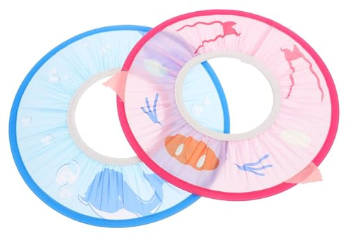 Toyvian 2stücke Wasserdichte Badehauben für Junge Mädchen Haarwaschhauben Wasserdichte Badehauben Shampoo-hüte für Junge Mädchen Elastische Hauben zum Zusammenrollen