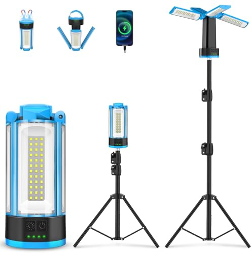 T-SUN Rechargeable LED Work Light with Metal Stand, 10400Ah Battery | 4100Lumen Portable Magnetic Camping Light,Job Site Lighting for Outdoor Barbecue Golf Fishing Indoor Workshop Garage