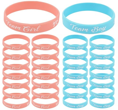 Jecdfs decoration gender reveal, Bracelets en Silicone pour Gender Reveal - 30PCS Team Fille et Team Garçon - Bracelets de Révélation du Genre pour Fête Prénatale