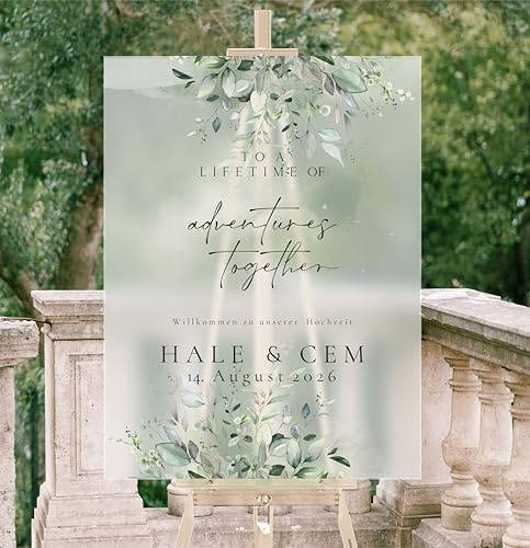 Willkommensschild Acrylglas personalisiert - Made in Germany - Welcome Willkommen Schild für Hochzeit