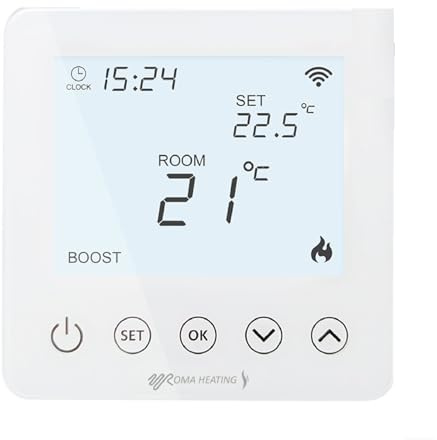 UFH Direct RWi5 Wi-Fi Smart Underfloor Heating Thermostat, App Control (iOS & Android), Touchscreen, Dual Sensor, 16A 230V – White