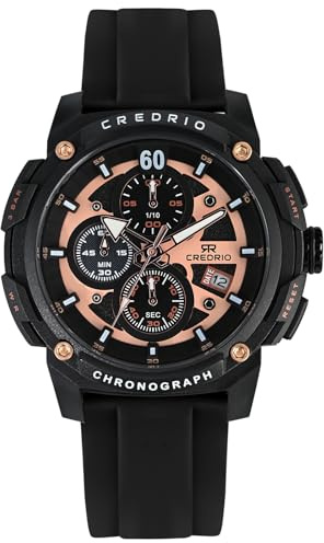 OXFANITE Men's Fashion Watch Silicon Band Business Quartz Watches Luxury Waterproof Luminous Analog Display with Date Chronograph Multifunctional Watch Black