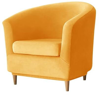 Generisch Sesselschoner Elastisch Sesselüberwurf, 2 Teiliger Waschbarer Samt Club Chair Stretch Sesselhusse,Universal Sofabezug Abnehmbarer, Rutschfester,Für Einzelsofa,Clubsessel,Gelb