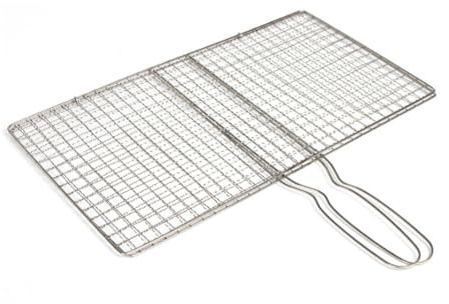 MoSundi Griglia per pesce in acciaio inox con manico per barbecue, compatibile con carne, verdure, gamberetti, 24 x 35 cm, griglia 24 x 39 cm
