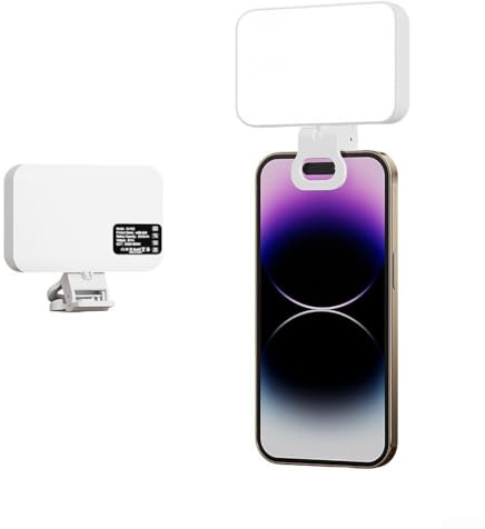 Zeroupshop Luz de video LED con clip con 3 modos de color y 10 niveles de brillo, iluminación portátil ajustable de 3000 K-6500 K, 2000 mAh, recargable para fotografía y vlogging (2000 mAh-blanco)
