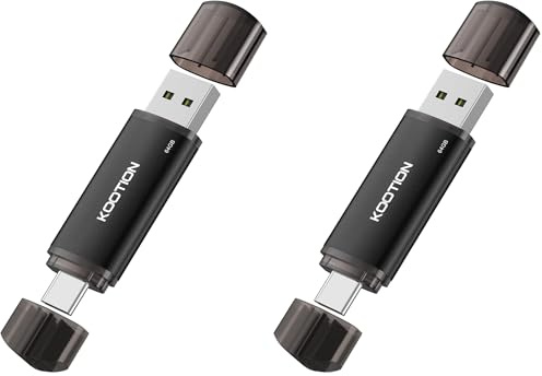 KOOTION Clé USB C 64 Go, USB 2.0, 2 en 1, OTG Mémoire Stick (, Noir) (Lot de 2)