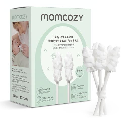 Momcozy Baby Tongue Cleaner Gauze, Disposable Infant Oral Stick 40 Count