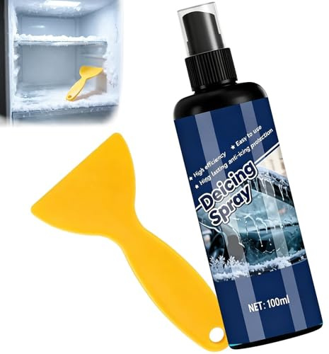 Avfrostningsspray Med Skrapa Avfrostnings- Och Rengöringsdimma | 100 ml Avisningsmedel för Borttagning av Kylskåpssnö För , , Kontor, Studentrum, Bar och Kommersiella Kylapparater