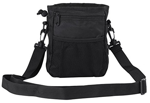 Borsa per Addestramento Cani, Marsupio Porta Snack con Tracolla, Dispenser Integrato per Sacchetti Igienici, Nero