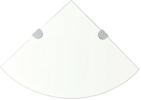 Festnight Glas Eckregal Eck-Badablage | Glasregal für Badezimmer/Schlafzimmer/Küche, mit verchromten Halterungen Transparent 25 x 25 cm