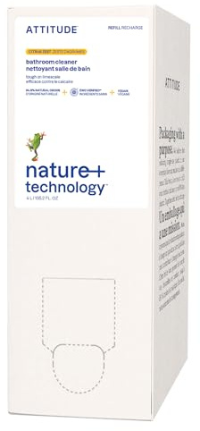 ATTITUDE Recharge Nettoyant Salle de Bain, certifiée EWG, végan, à base de plantes, pour carreaux, murs, baignoires et joints, parfum Zeste d’Agrumes, 4 L