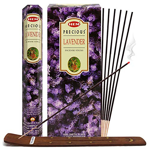 TRUMIRI Incense Stick Holder Bundle with Hem Precious Lavender 20g Incense Sticks - Pack of 6 (Approx 120 Sticks)