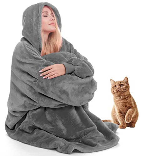 Daverose Hoodie Decke mit Ärmeln und Kapuze, Superweiche und Warme Flanell Kuscheldecke , Oversized Blanket Hoodie als Geschenke für Herren Damen