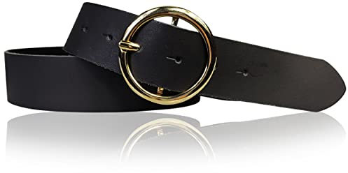 FRONHOFER Damen Ledergürtel 4 cm runde vergoldete Gürtelschnalle, echt Leder, 18701