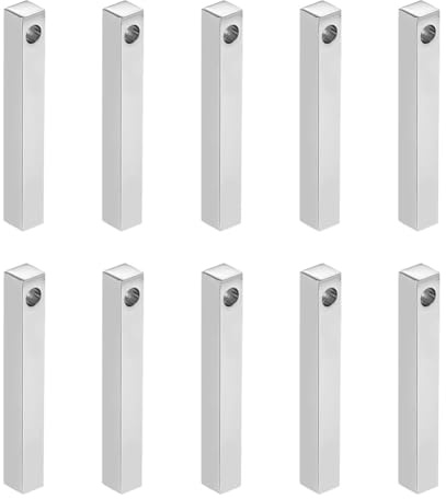 UNICRAFTALE 10pcs Edelstahl Polierte Rechteckige Anhänger Metall Laser Cut Charms Bar Glatter Stab Mann Punk Für Halsketten Ohrring Armband DIY Schmuckherstellung, Edelstahl Farbe