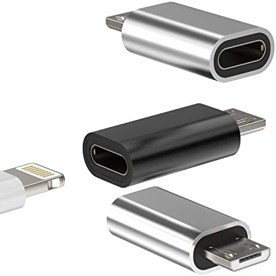 Lightning Female to Micro USB Male Adapter Converter(3Pack) Android Charge & Data Sync Compatible with for iPhone 7 8 Plus Xs 11 12 13 Pro Charging Compatible for Samsung Galaxy S7 S6 Nexus 5